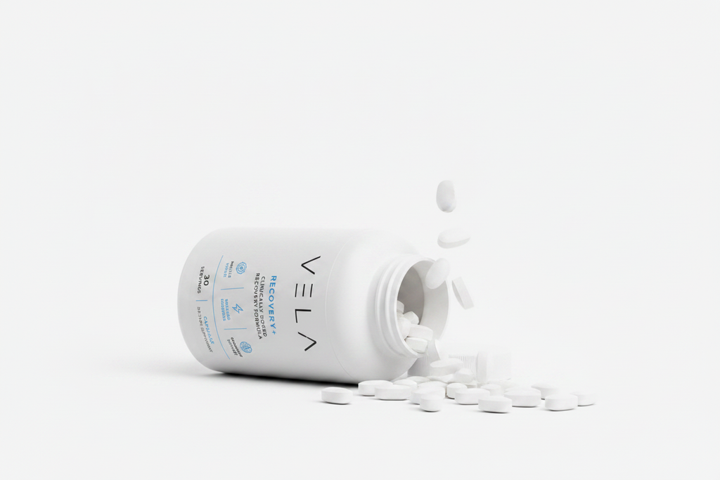 Vela Recovery+ Bottle Open with Pills