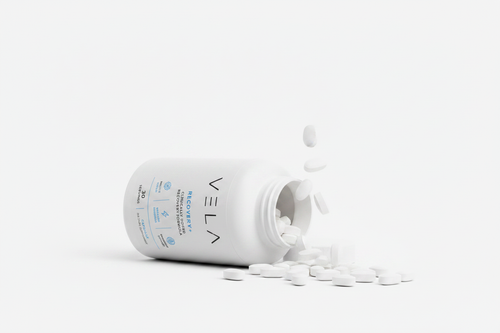 Vela Recovery+ Bottle Open with Pills